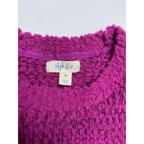 Style & Co Teddy Sweater Top Women's Petite SMALL Purple Soft Relaxed-Fit NEW‎ - Picture 7 of 10